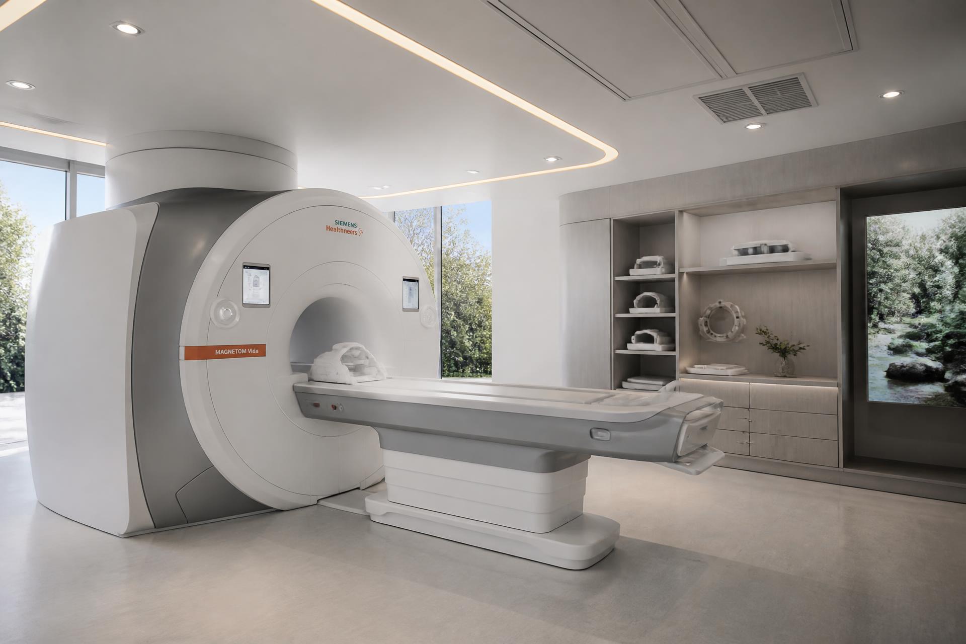 Modern radiologisk MR-utrustning i ljus klinisk miljö